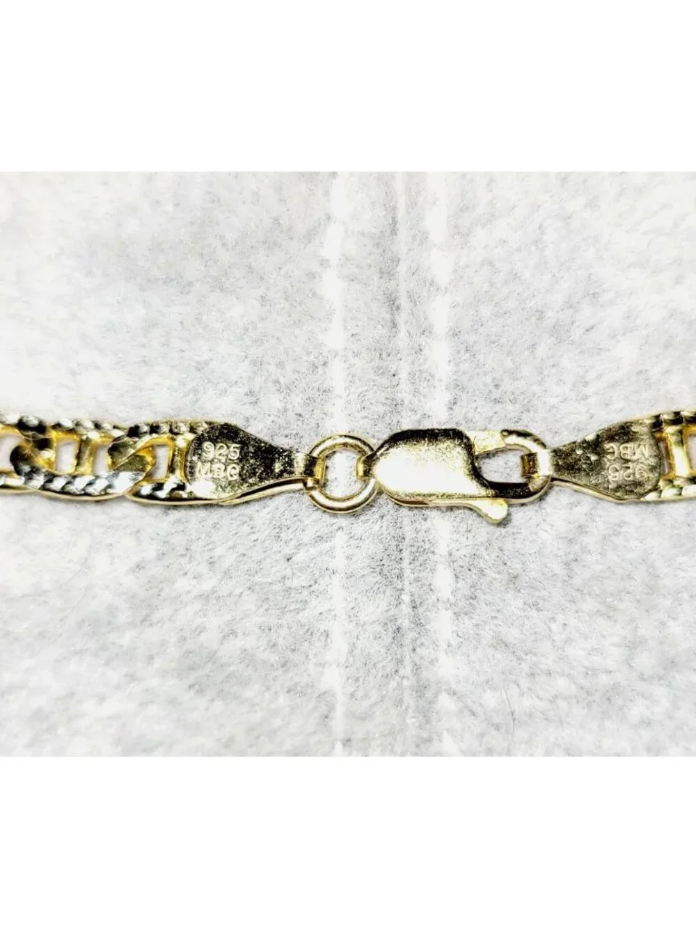Detailed Sterling Silver and Gold Tone Link Chain 20